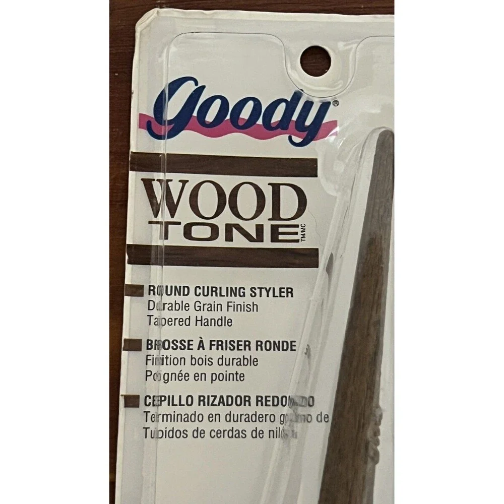 Vintage Goody Wood Tone Round Curling Styler Brush 1993 New Sealed #04651